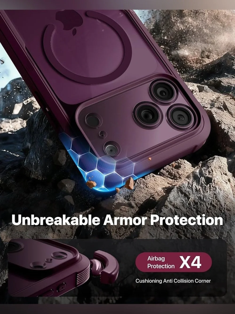 Magnetic for iPhone 18 Pro Case with Screen Protector, Burgundy